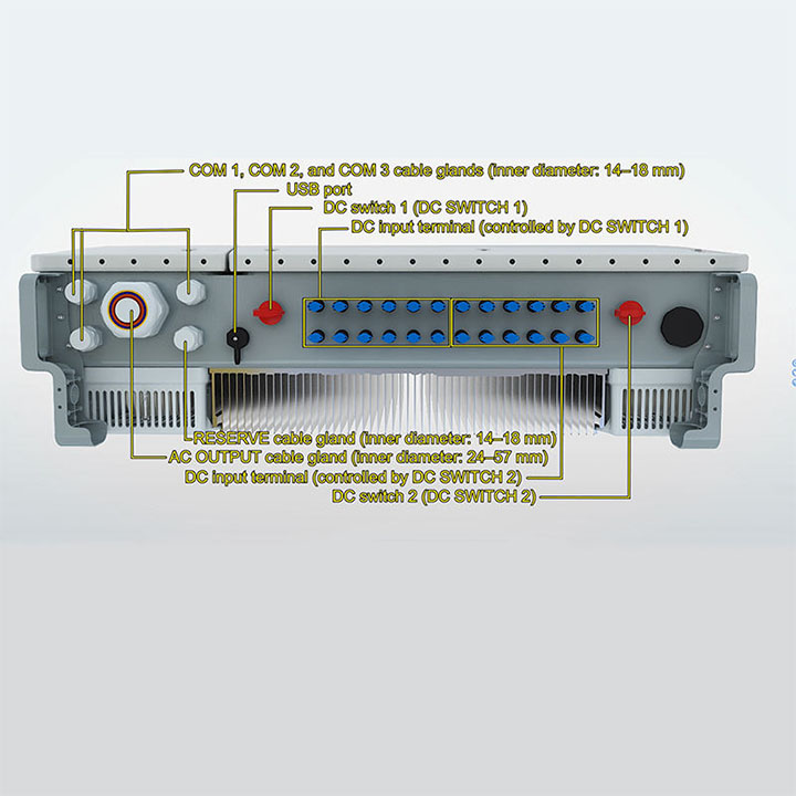 Huawei Solar Inverter 6 MPPT 1100V DC Input 60kW Grid-Tied PV System for Commercial and Utility-Scale Applications Huawei