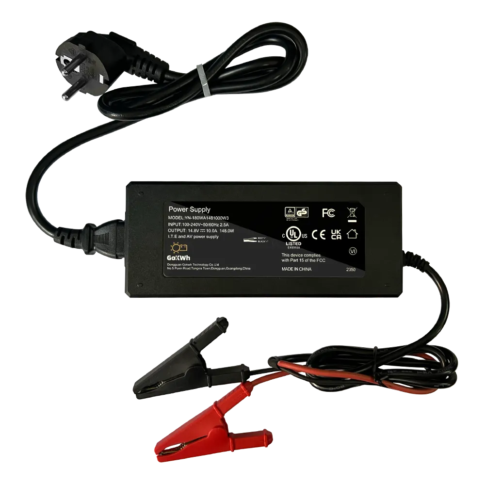 GoKWh 12V (14.8V) 10A AC To DC LiFePO4 Battery Charger High-Efficiency Fast Charging for Solar Energy Storage and Off-Grid Systems