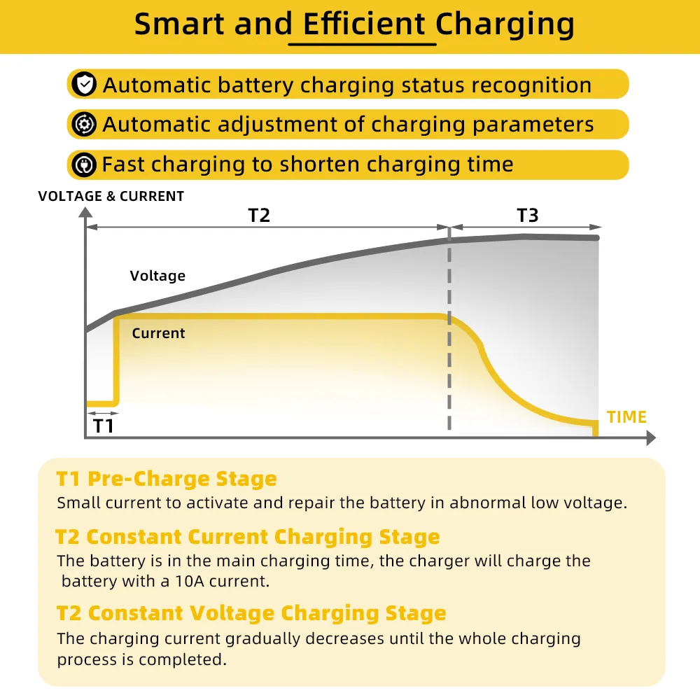 GoKWh 24V (29.2V) 10A AC To DC LiFePO4 Battery Charger Fast Charging & Safety Protected for Solar Energy and Off-Grid Systems