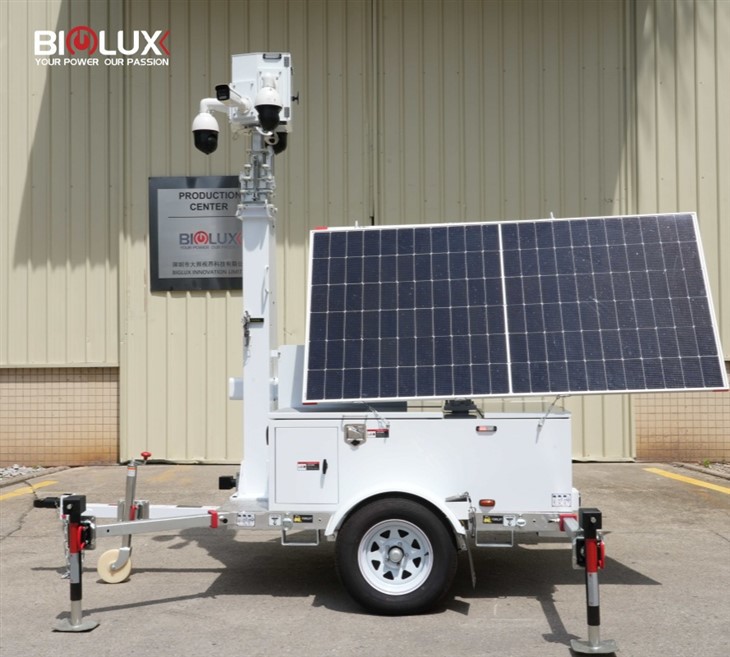 Security Tower Trailer With Camera High Efficiency Solar-Powered Off-Grid Surveillance for Remote Sites BIGLUX