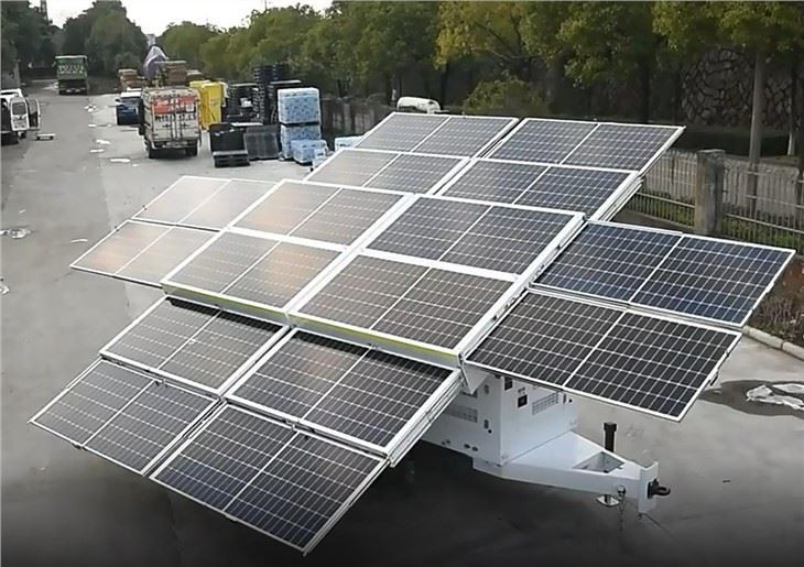 Off Grid Solar Generator Trailer 7KW 16*460W Monocrystalline Panels 10kW/10kVA Inverter for Construction Site Military Base BigluxLED
