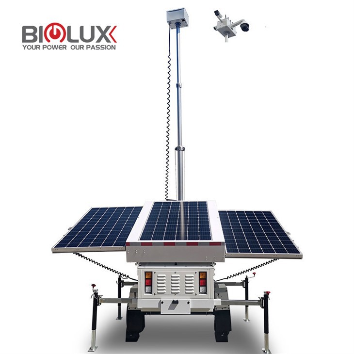 Solar CCTV Tower 6.5m Manual Lifting 117kph Windproof for Apartment Security Biglux