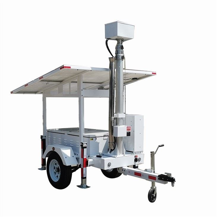 High Definition Surveillance Mobile Solar CCTV Trailer DC24V 2×460W Mono Solar 9.6kWh Battery Off-Grid Security Monitoring BIGLUX
