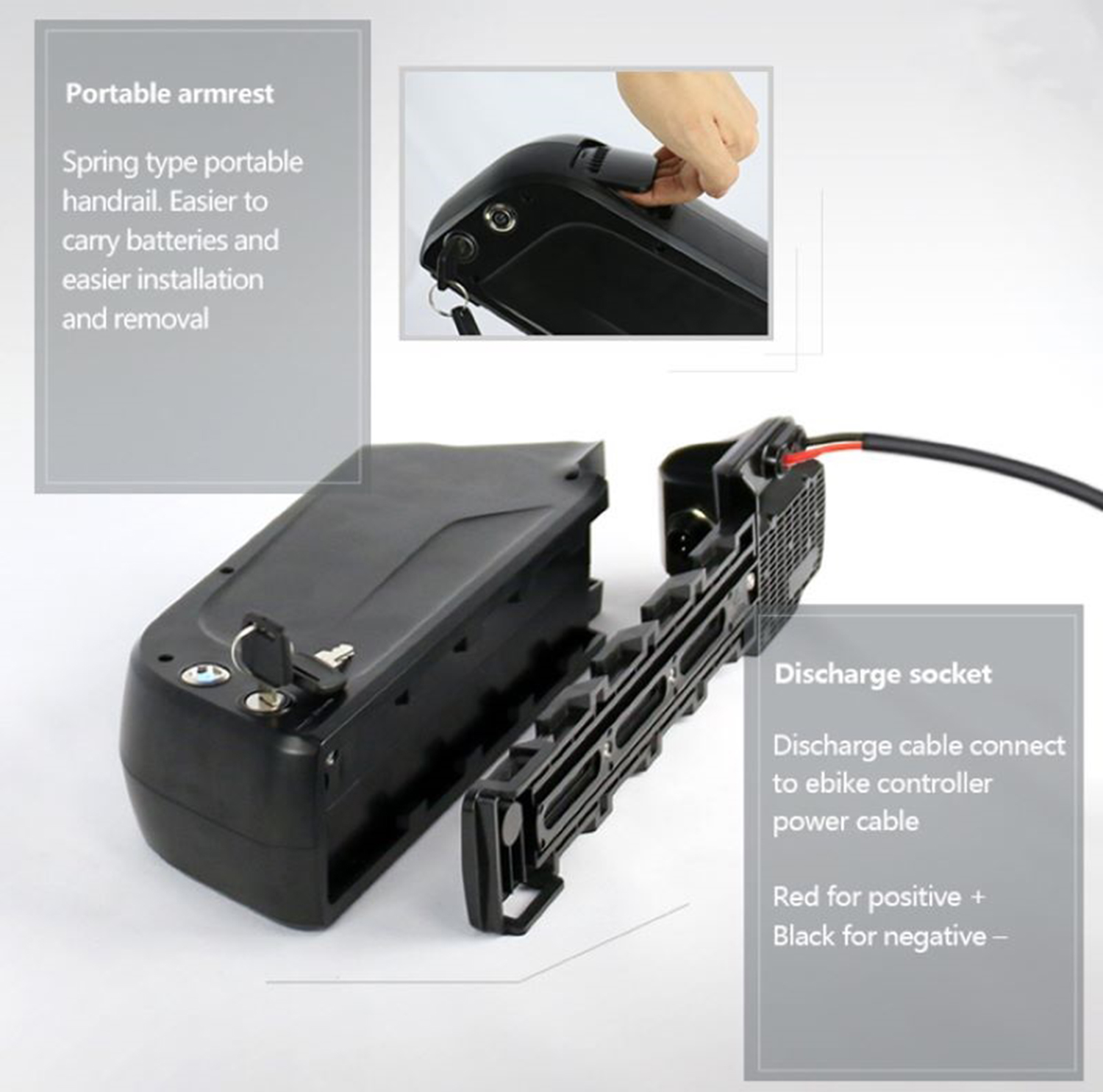 Lithium Battery 36V15.6AH 18650 High-Capacity Down Tube Frame for Electric Bike Max Power