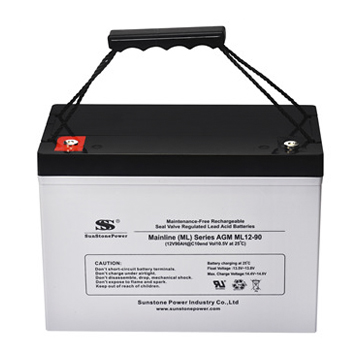 12V 90Ah Deep Cycle AGM Lead Acid Battery Spill-Proof VRLA for UPS Solar Backup Power Sunstone Power