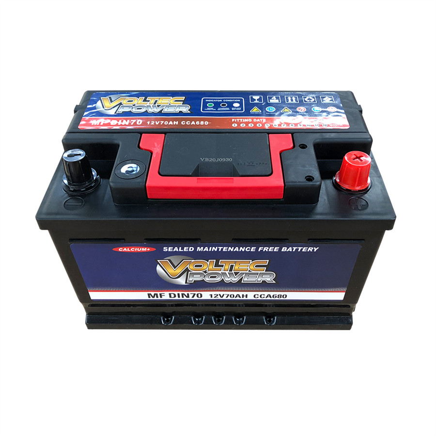 Maintenance Free Auto Battery - DIN Standard Lead Calcium, Sealed & Anti-Vibration for European Vehicles VOLTEC