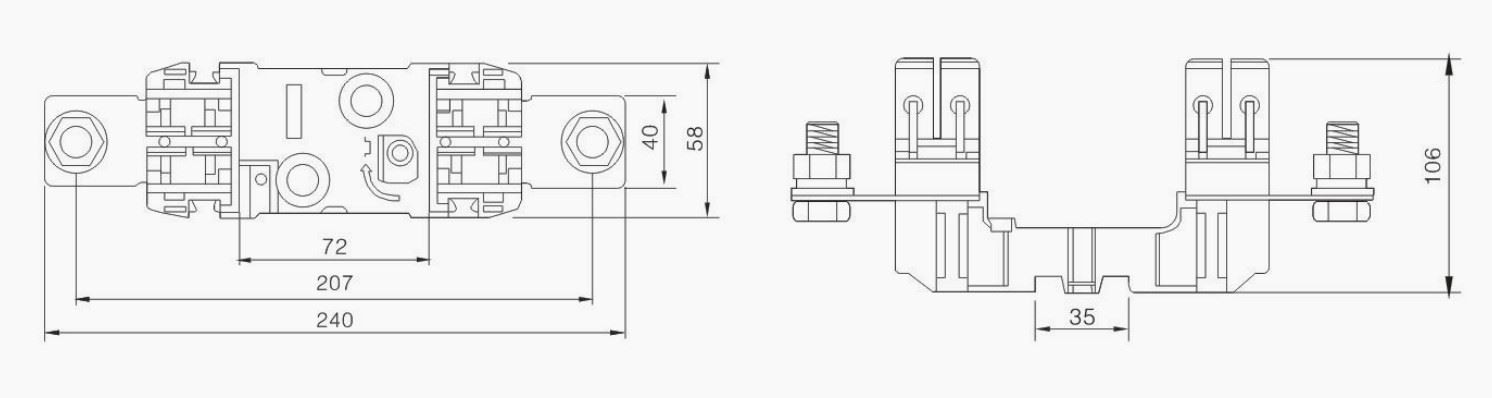 PV NH Fuse Base 1000 Vdc 400A NH00 NH1 NH2 NH3 Size for Solar Inverters and Combiner Boxes