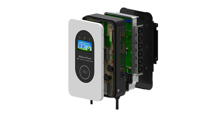 URC100022-T 22kW DC Wallbox Charger with IP65 Protection and Wide Voltage Range 300-1000V for EV Charging Stations