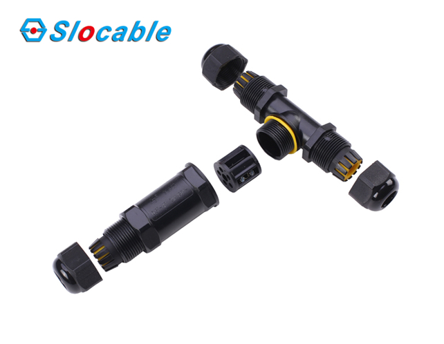 Slocable 3 Way Waterproof Cable Connector M685-T IP68 Rated 24A for Solar Panel Systems and Outdoor LED Lighting