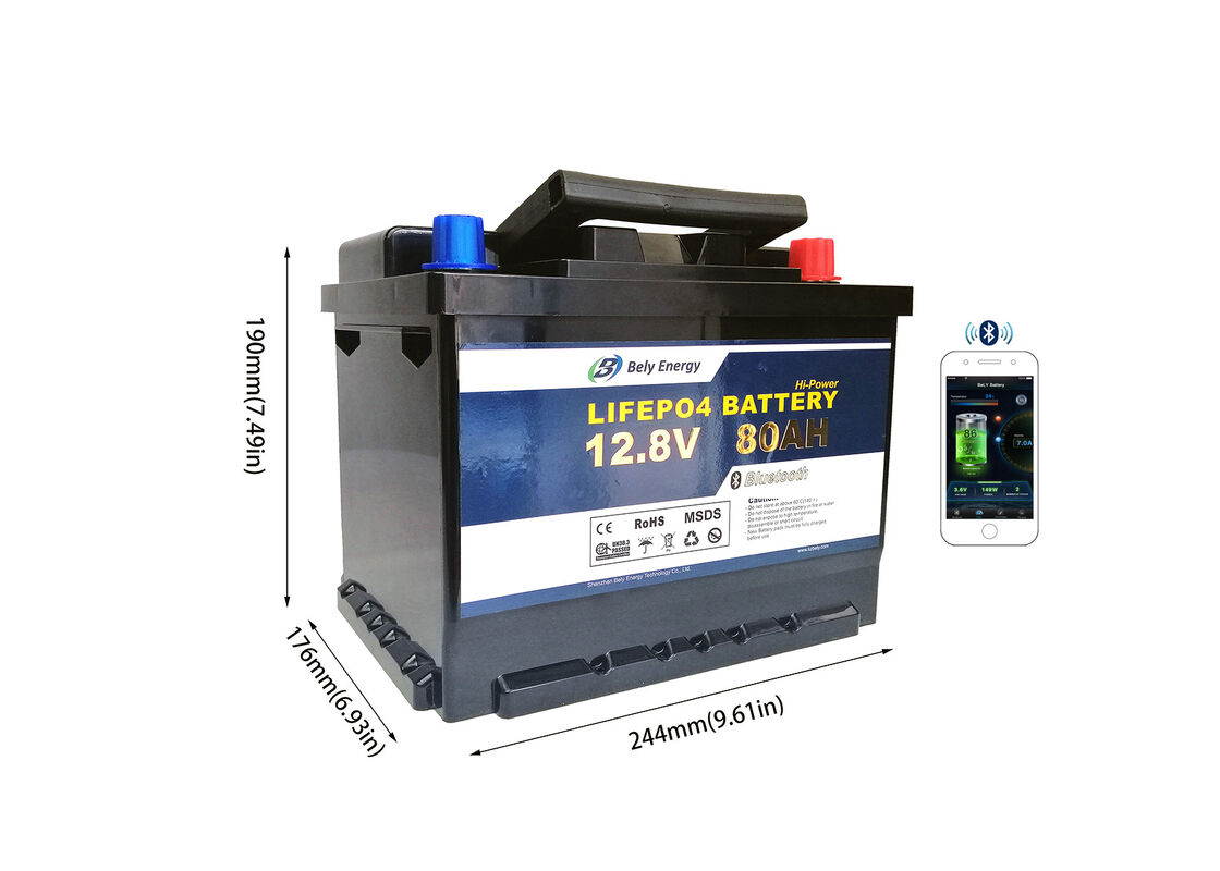 Lawn Mower GPS BMS Lithium Ion Battery 12V 80Ah LiFePO4 Battery 1024Wh High-Capacity Long-Life Bluetooth Enabled Solar Storage Power Supply