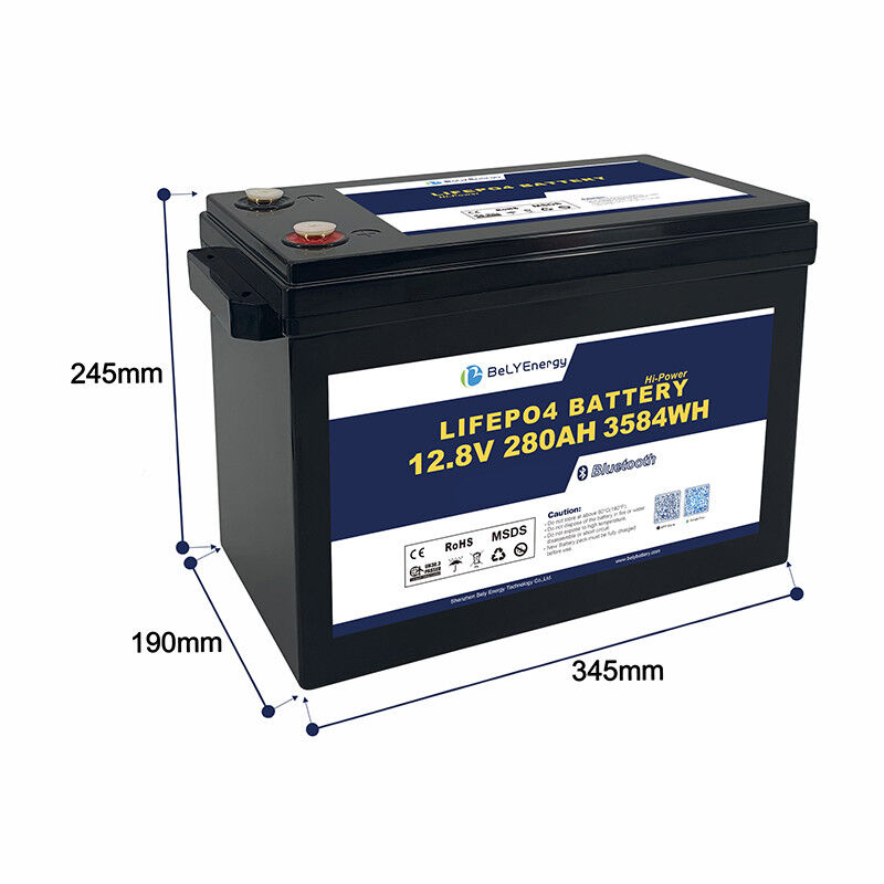 Customization 5000 Cycles Bluetooth Connectivity 12V 280Ah LiFePO4 Battery Pack High-Cycle Life IP65 Waterproof RV Marine Solar Storage BeLY