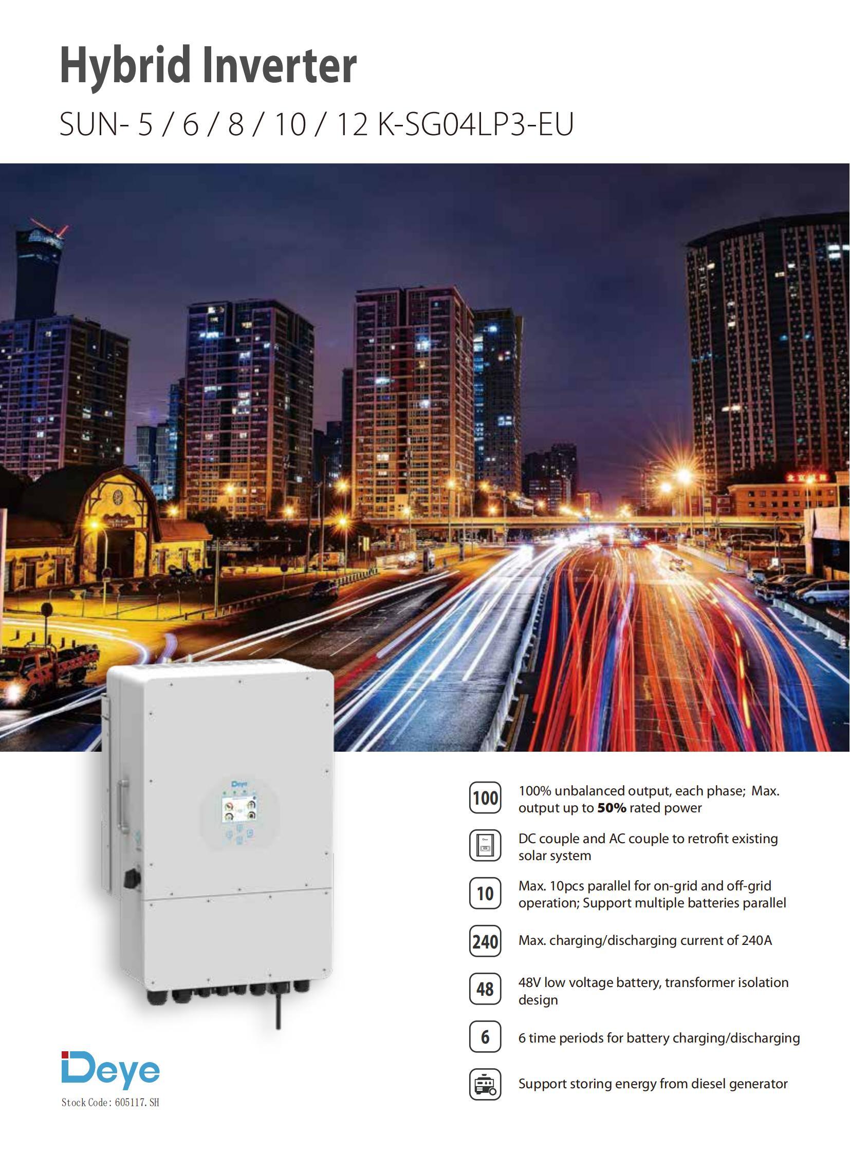 In Stock Deye hybrid inverter 6kw 8kw 10kw 12kw three phase on-off grid solar inverter SUN-12K -SG04LP3-EU SUN-10K -SG04LP3-EU
